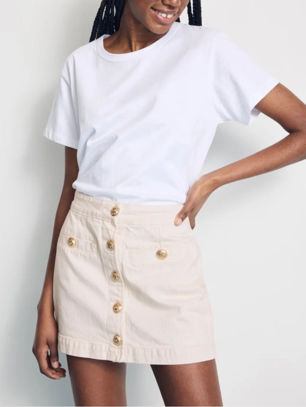 J Crew Linen Button Front Mini Skirt